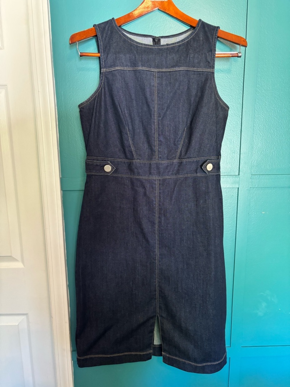 Ann Taylor Denim Pencil Dress Cotton Blend Size 12